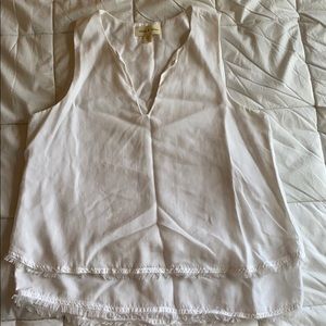 Cloth & Stone white tank with fringe detail